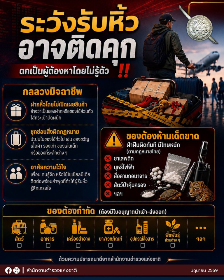 🚨กลลวงมิจฉาชีพ ระวัง “รับหิ้ว” อาจติดคุก ตกเป็นผู้ต้องหาโดยไม่รู้ตัว